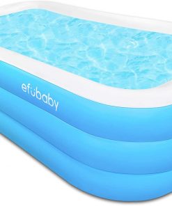 Inflatable Swimming Pool efubaby 120" X 72" X 22" Swimming Pools Blow up Pool Full Sized Inflatable Pools Toddler Pool Family Pool for Adults Kids Age 3 +Pool for Backyard Pools Kiddie Pool Light Blue