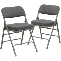 Flash Furniture 2-Pack Gray Fabric/Gray Frame Standard Folding Chair with Padded Seat (Indoor)