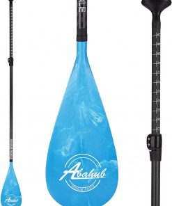 Abahub Carbon SUP Paddles, 1 x 3 Section Adjustable 67" - 86", Blue Wave