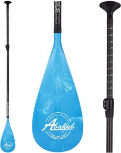 Abahub Carbon SUP Paddles, 1 x 3 Section Adjustable 67" - 86", Blue Wave