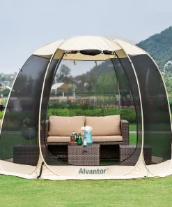 Alvantor  10-ft x 8.5-ft Beige Fabric Hexagon Screened Pop-up Gazebo