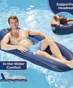 Aqua Luxury Water Lounge, X-Large, Inflatable Pool Float with Headrest, Backrest & Footrest, Palm Beach Flamingo