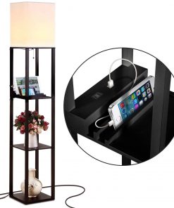 Brightech  63-in Classic Black Shelf Floor Lamp