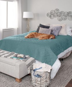 FurHaven Waterproof Cat & Dog Blanket Protector, Quilted Nile Blue - 68" x 82" - Full