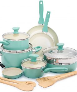 Greenpan  Rio 16pc Ceramic Nonstick Cookware Set, Turquoise