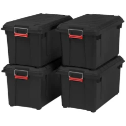 IRIS  4-Pack Weather Tight Storage Box X-large 20.5-Gallon (82-Quart) Black Heavy Duty Tote with Latching Lid