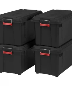 IRIS  4-Pack Weather Tight Storage Box X-large 20.5-Gallon (82-Quart) Black Heavy Duty Tote with Latching Lid