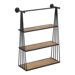 Kate and Laurel  Rustic Brown/Black 23.25-in L x 8-in D Metal Tiered Shelf (3 Shelves)