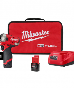 Milwaukee 2551-22 M12 FUEL SURGE 12V Lithium-Ion Brushless Cordless 1/4 in. Hex Impact Driver Compact Kit w/Two 2.0Ah Batteries, Bag