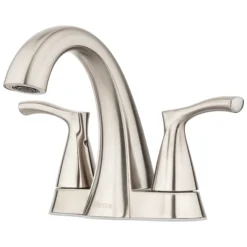 Pfister  Masey Brushed Nickel 2-Handle 4-in centerset WaterSense Bathroom Sink Faucet with Drain with Deck Plate