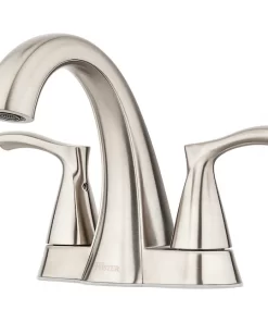 Pfister  Masey Brushed Nickel 2-Handle 4-in centerset WaterSense Bathroom Sink Faucet with Drain with Deck Plate