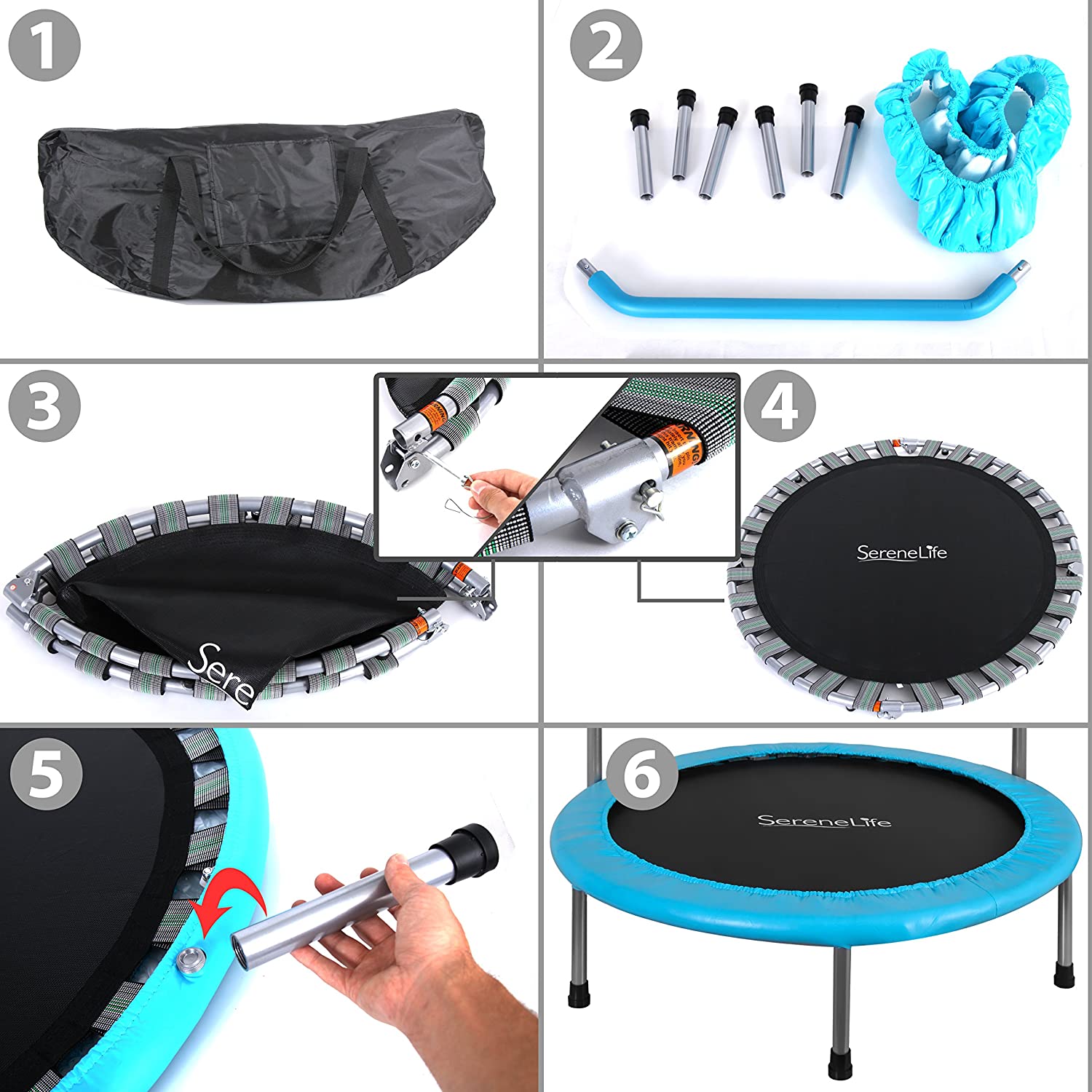 SereneLife Foldable Mini Trampoline Compact Fitness Trampoline