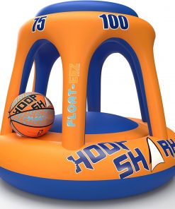 Swimming Pool Basketball Hoop Set by Hoop Shark - Orange/Blue - Inflatable Hoop with Ball - Perfect for Competitive Water Play and Trick Shots - Ultimate Summer Toy