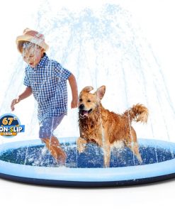 VISTOP Non-Slip Splash Pad for Kids and Dog, Thicken Sprinkler Pool Summer Outdoor Water Toys - Fun Backyard Fountain Play Mat for Baby Girls Boys Children or Pet Dog (67")