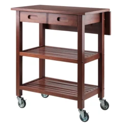 Winsome Wood  Brown Wood Base with Wood Top Rolling Kitchen Cart (16.66-in x 28.27-in x 33.07-in)