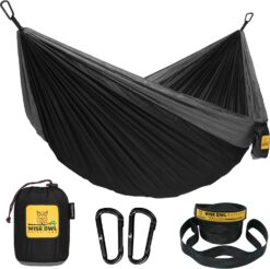 Wise Owl Outfitters Camping Hammock, Black & Grey