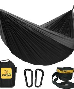 Wise Owl Outfitters Camping Hammock, Black & Grey