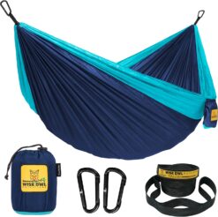 Wise Owl Outfitters Camping Hammock, Navy & Lt Blue