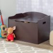 KidKraft Austin Wooden Toy Box/Bench with Safety Hinged Lid - Espresso, Gift for Ages 3+