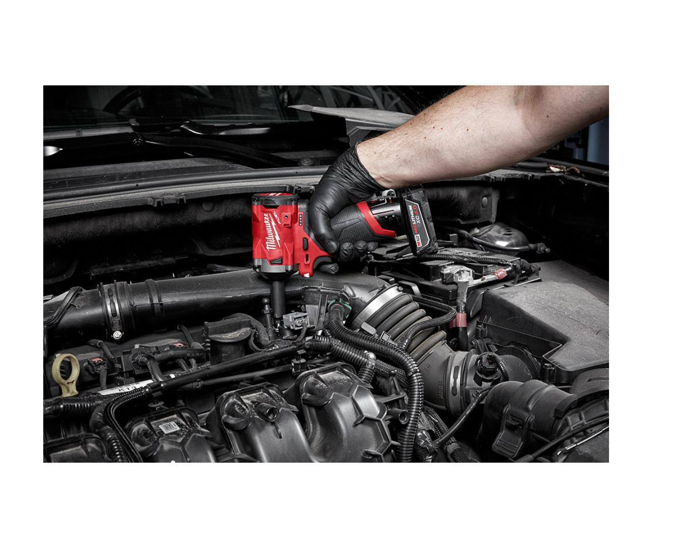 Milwaukee 2554-20-2485-20-48-59-2440 M12 FUEL 12V Lithium-Ion Brushless Cordless Stubby 3/8 in. Impact Wrench and 1/4 in. Die Grinder Kit (2-Tool)