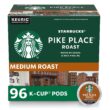 Starbucks Pike Place Roast Coffee K Cups, Medium Roast Coffee 96-Count