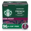 Starbucks K-Cup Coffee Pods Dark Roast Coffee French Roast 100% Arabica 4 boxes (96 pods total)