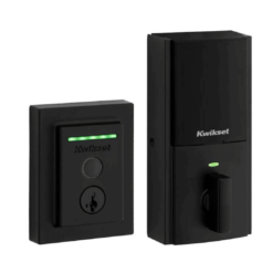 Kwikset Halo Touch Contemporary Square Wi-Fi Fingerprint Smart Lock No Hub Required featuring SmartKey Security in Matte Black (99590-004)