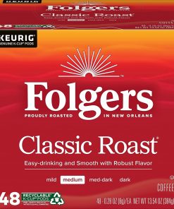 Folgers Classic Roast Medium Roast Coffee, 192 Keurig K-Cup Pods