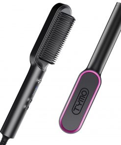 Hair Straightener Comb Matte Black, TYMO Hair Straightener Brush Straightening Comb for Women with 5 Temp 20s Fast Heating & Anti-Scald