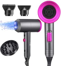 Karrong Ionic Hair Dryer, 1800W Professional Blow Dryer (with Powerful AC Motor), Negative Ion Technolog, 3 Heating/2 Speed/Cold Settings, Contain 2 Nozzles and 1 Diffuser, for Home Salon Travel Woman Kids