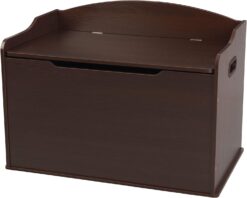 KidKraft Austin Wooden Toy Box/Bench with Safety Hinged Lid - Espresso, Gift for Ages 3+