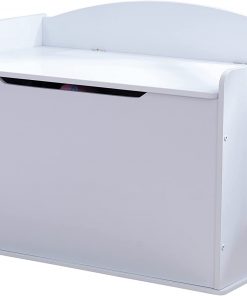 KidKraft Austin Wooden Toy Box/Bench with Safety Hinged Lid, White, Gift for Ages 3+