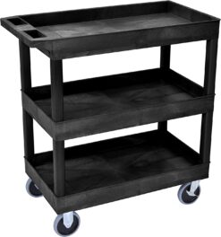 Luxor 3 Shelf Heavy-duty Cart in Black, 18"D x 32"W
