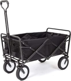 MacSports Collapsible Folding Outdoor Utility Wagon, Black