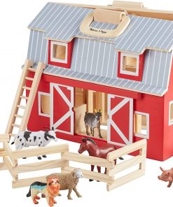 Melissa & Doug Fold and Go Wooden Barn With 7 Animal Play Figures