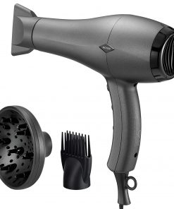 NITION Ceramic Hair Dryer with Diffuser,Comb & Nozzle Attachments,1875 Watt Negative Ions Ionic Blow Dryer for Quick Drying,3 Heat & 2 Speed Settings,Cool Shot Button,Black