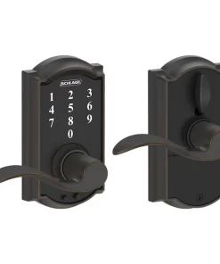 Schlage  Touch Camelot Aged Bronze Electronic Lock Handle Lighted Keypad Touchscreen