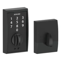 Schlage  Touch Century Matte Black Electronic Deadbolt Lock Lighted Keypad Touchscreen