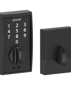 Schlage  Touch Century Matte Black Electronic Deadbolt Lock Lighted Keypad Touchscreen