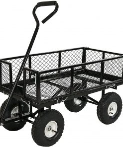 Sunnydaze LW-UC438-BK Utility Steel Garden Cart, Heavy-Duty 400 Pound Capacity