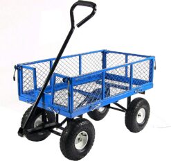 Sunnydaze QH-UC008-BL Utility Steel Garden Cart, Heavy-Duty 400 Pound Capacity
