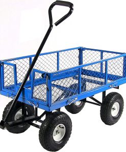 Sunnydaze QH-UC008-BL Utility Steel Garden Cart, Heavy-Duty 400 Pound Capacity