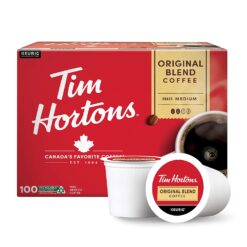 Tim Hortons Original Blend Medium Roast Coffee, Single-Serve K-Cup Pods Compatible with Keurig Brewers, 100ct K-Cups