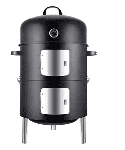 Realcook Vertical 17 Inch Steel Charcoal Smoker, Heavy Duty Round BBQ Grill for Outdoor Cooking, Black