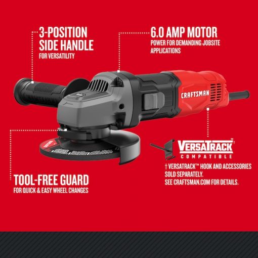 CRAFTSMAN CMEG100 4.5-in 6 Amps-Amp Sliding Switch Corded Angle Grinder