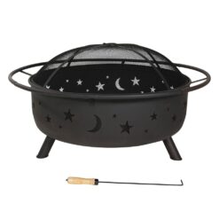 Sunnydaze Decor 41.5-in W Black Steel Wood-Burning Fire Pit