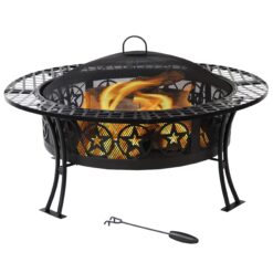 Sunnydaze Decor 40-in W Black Steel Wood-Burning Fire Pit