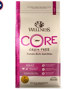 Wellness CORE Natural Grain Free Turkey Turkey Meal & Duck Dry Cat Food, 5-Pound Bag