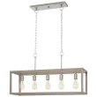 Hampton 7965HBBNDI Bay Boswell Quarter 34 in. 5-Light Brushed Nickel Farmhouse Linear Chandelier with Weathered Wood Accents
