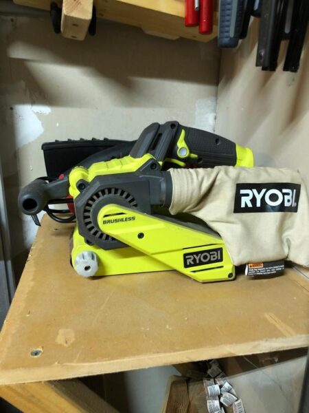 RYOBI ONE+ 18V Cordless Brushless 3 in. x 18 in. Belt Sander (Tool Only) with Dust Bag and 80-Grit Sanding Belt
